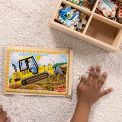 Melissa & Doug Træpuslespil m. 4 x 12 brk. - På byggepladsen