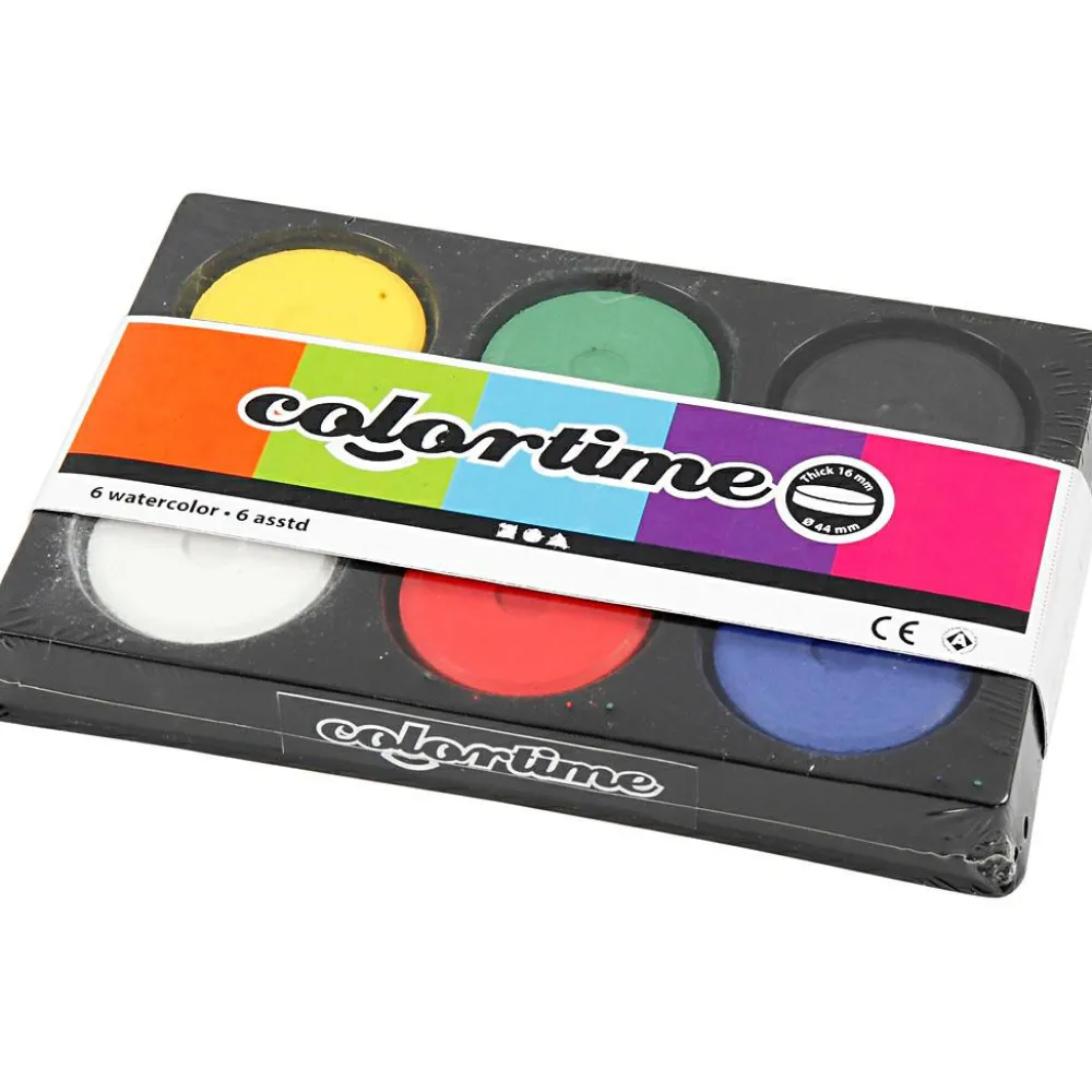 Sale Creativ Company Vandfarver Ø4,4 cm - Basisfarver, 6 stk
